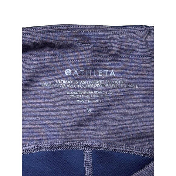 Athleta 7/8 Leggings M Medium Ultimate Stash Pocket Tight Heather Purple/Blue - Picture 9 of 9